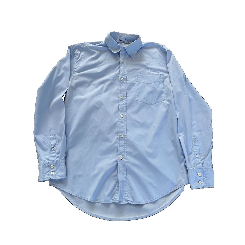 Boden Men's Light Blue Long Sleeve Button Up Knit 100% Cotton Pocket Size Medium
